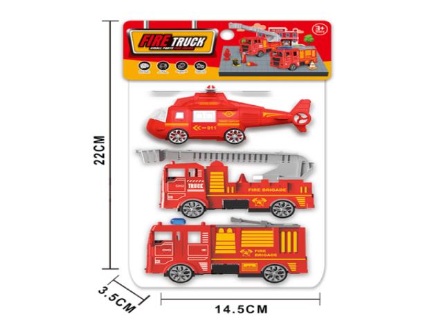 Набор машинок 3шт, пожарные, 10см