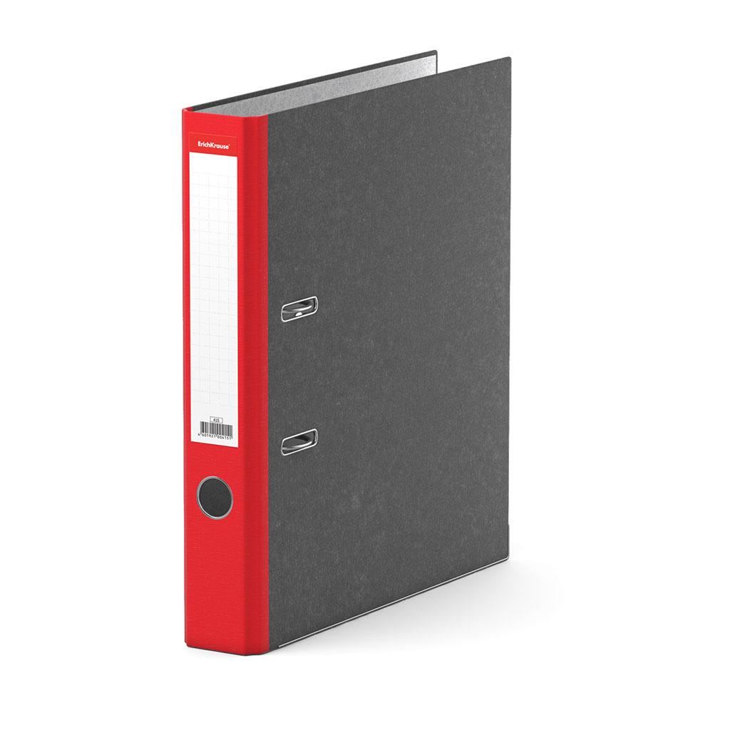 Папка-регистратор с арочным механизмом ErichKrause Мрамор, цветной корешок, этикетка, А4, 50 мм, красный
