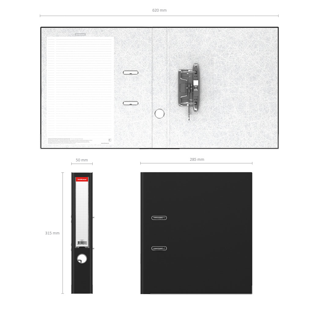 Папка–регистратор с арочным механизмом разборная ErichKrause, Business, А4, 50 мм, черный