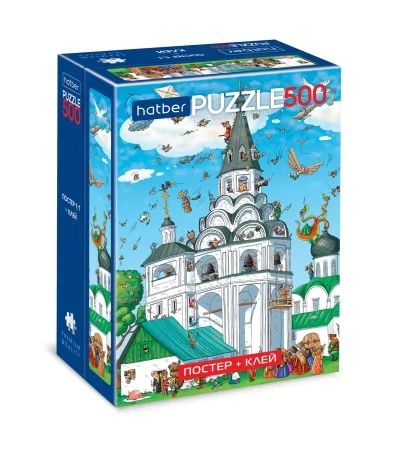 Пазлы  500 элементов  330*480мм  "Комбо-набор.У белой колокольни" клей, шпатель, постер, в подар. уп