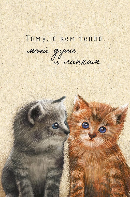 Открытка А5 "Тому, с кем тепло моей душе и лапкам"