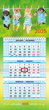 Календарь Трио МИНИ  195*440мм на 2025г.  Весело живём