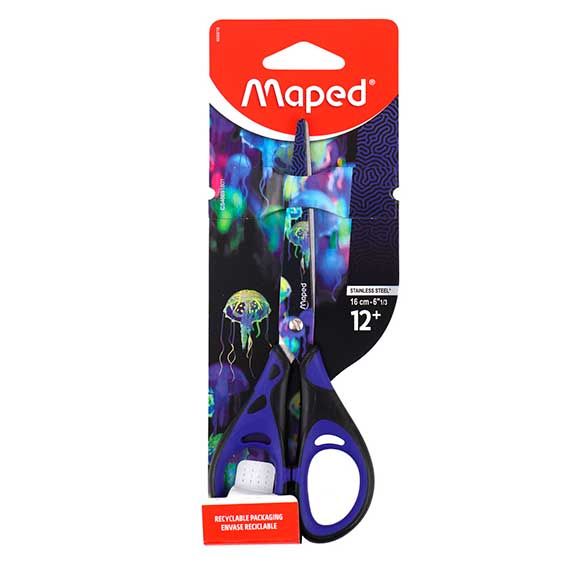 Ножницы MAPED "DEEPSEA PARADISE" 16 cм, симметричные, прорез. ручки