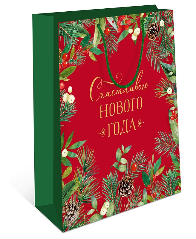 Пакет подар. бум. новогодн. 26*32*12см 157гр/м Новогодний