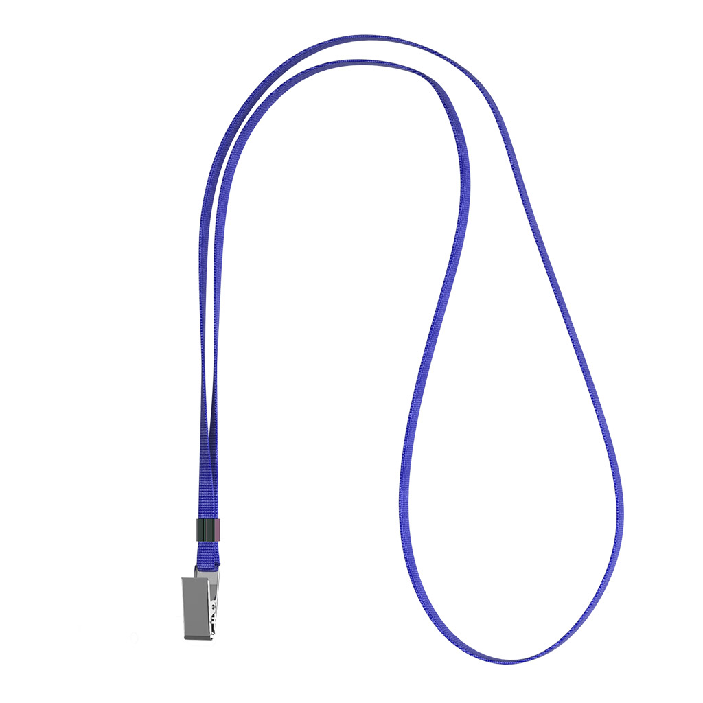 Лента для бейджа ErichKrause  42 см, металлический клип, синий (в пакете)