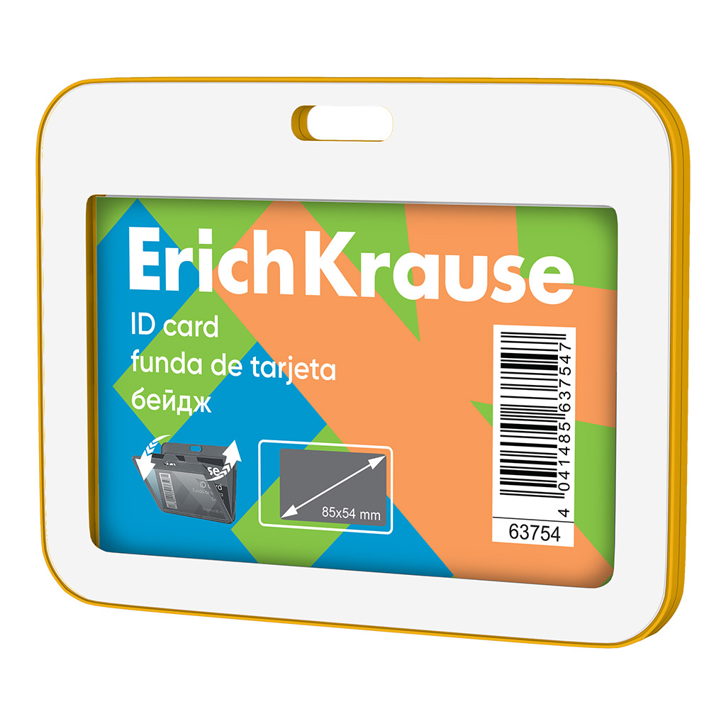 Бейдж горизонтальный ErichKrause Neon, книжка, размер вставки 85х54 мм, желтый (в пакете)