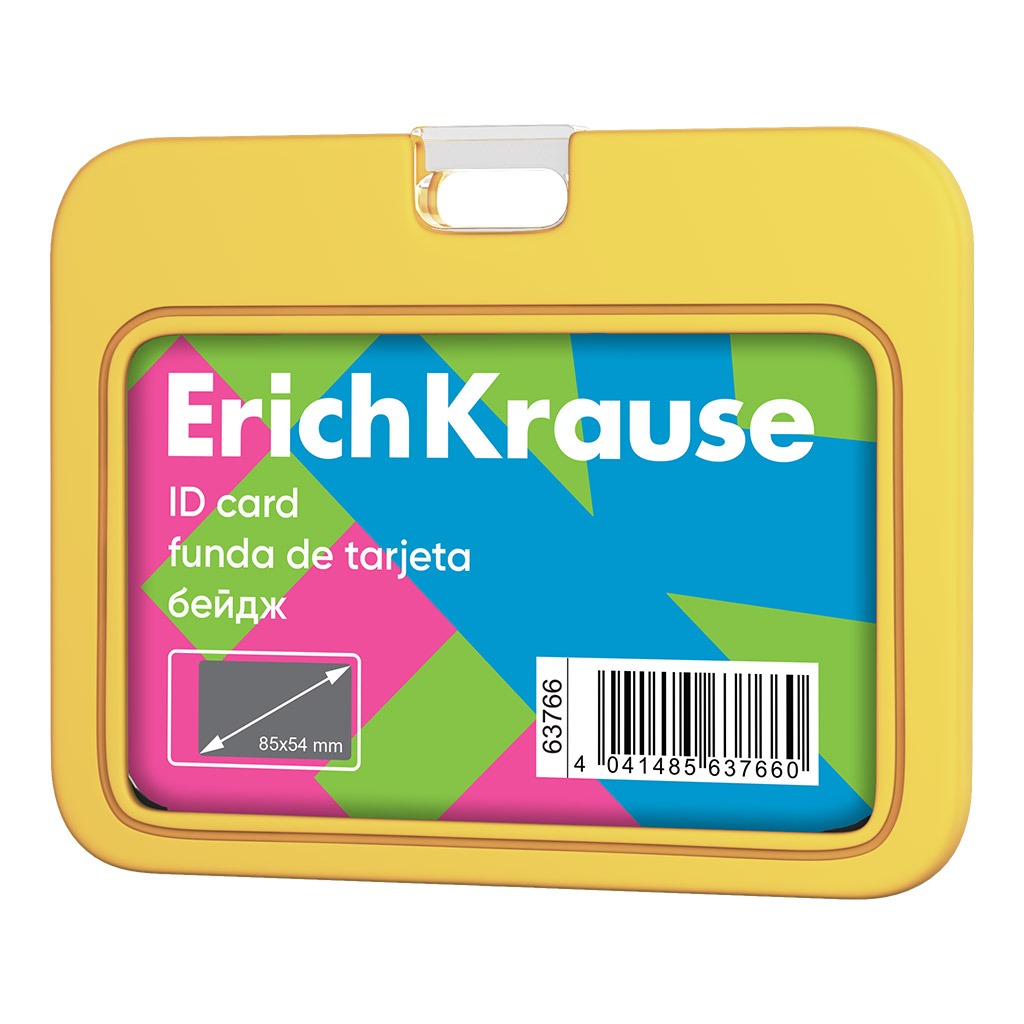 Бейдж горизонтальный ErichKrause Neon, силиконовый, размер вставки 85х54, желтый (в пакете)