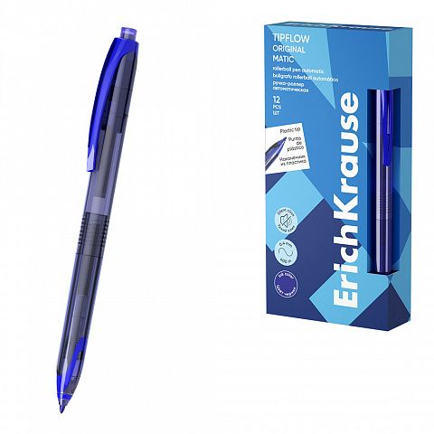 Ручка-роллер автоматическая ErichKrause TipFlow Matic Original 0.5, цвет чернил синий (в коробке по 12 шт.)