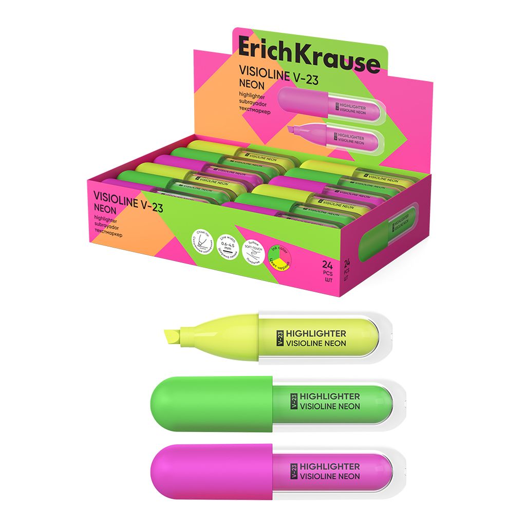 Текстовыделитель EK Visioline V-23 Neon 0,6 - 4,5мм, ассорти