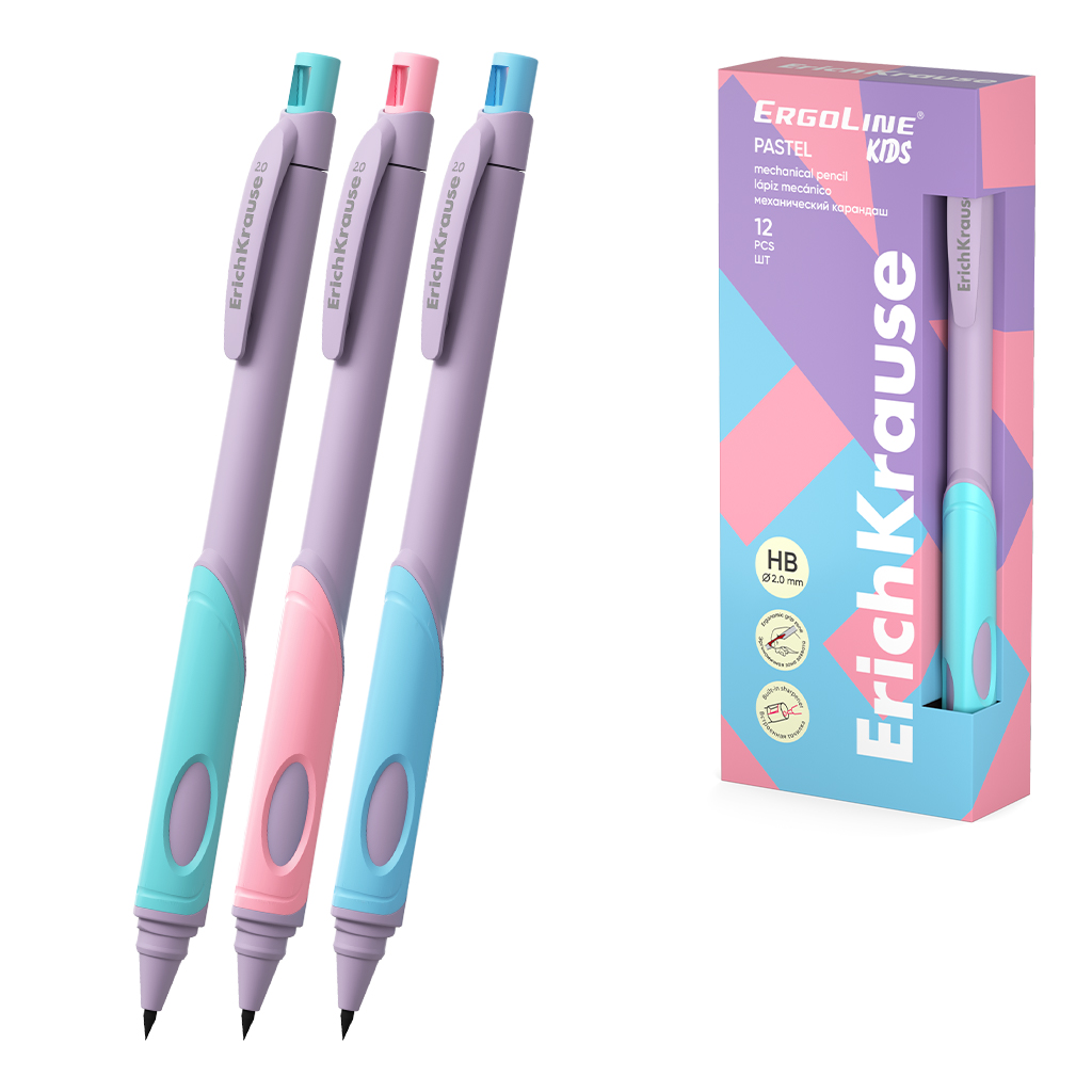Карандаш цанговый "ErgoLine. Kids Pastel" 2мм, с точилкой