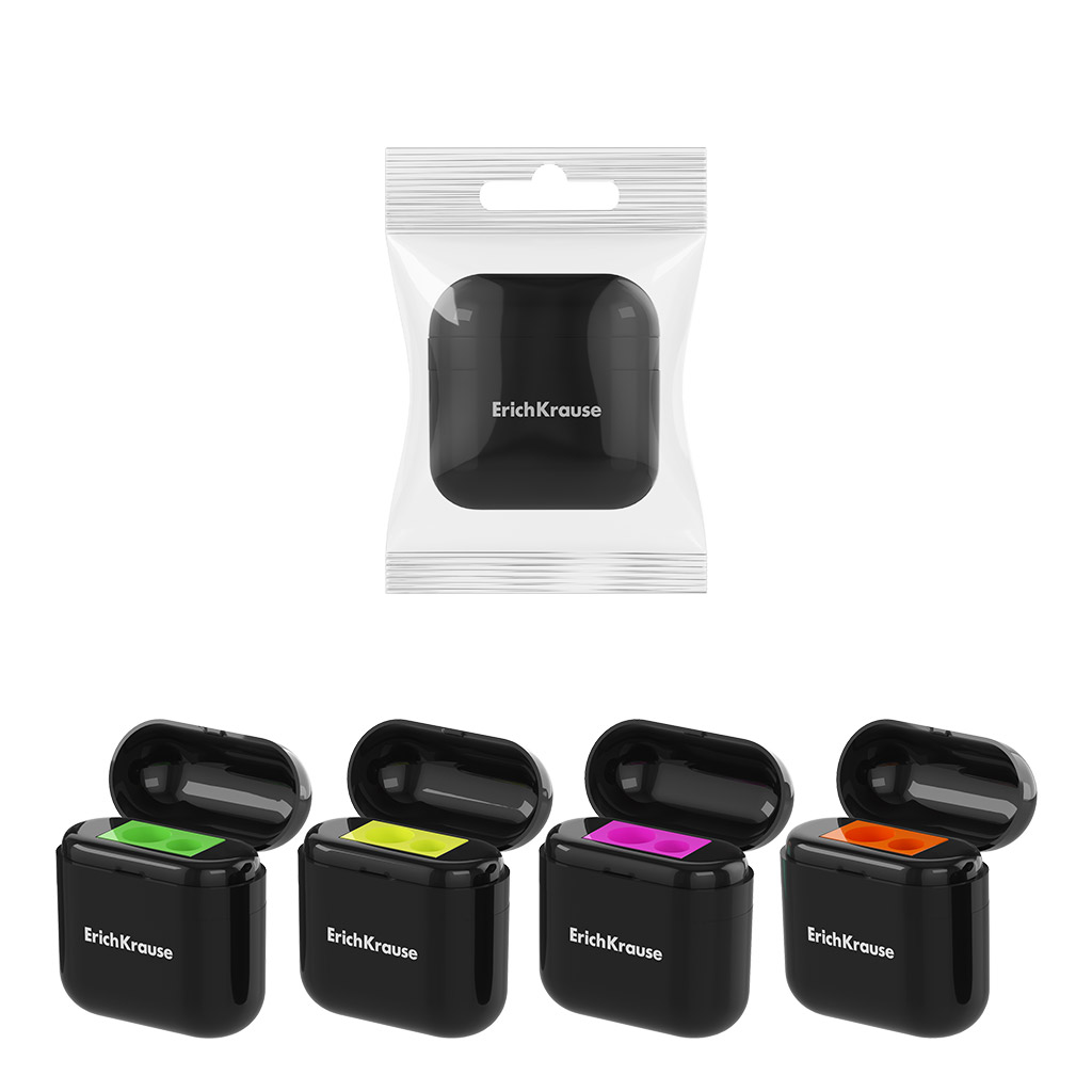 Точилка пластиковая ErichKrause Case Duo, Accent, с контейнером, ассорти (во флоупаке)