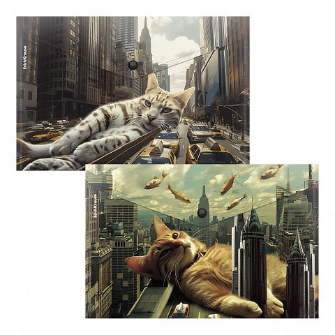 Конверт на кнопке А4  Big City Cats 0,16мм, ассорти