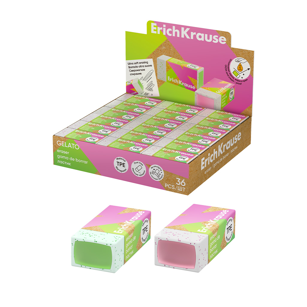 Ластик ErichKrause Gelato (в коробке по 36 шт.)