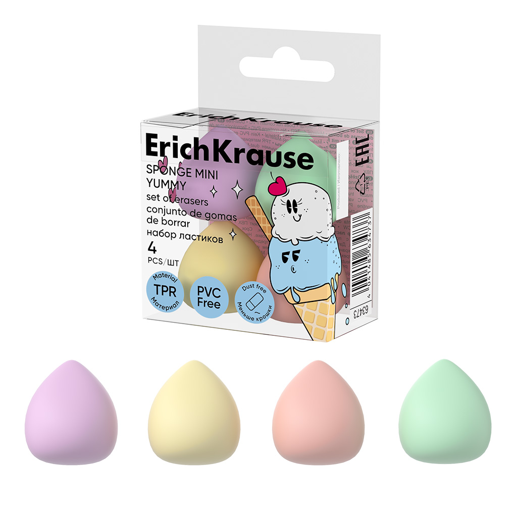 Набор ластиков  4шт. EK "Sponge Mini Yummy"