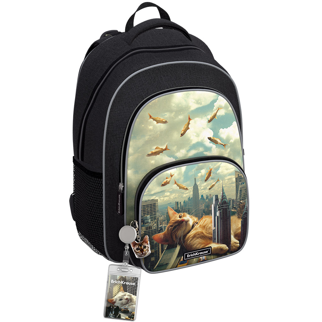 Ученический рюкзак с грудной перемычкой ErichKrause ErgoLine® 17L Big City Cats