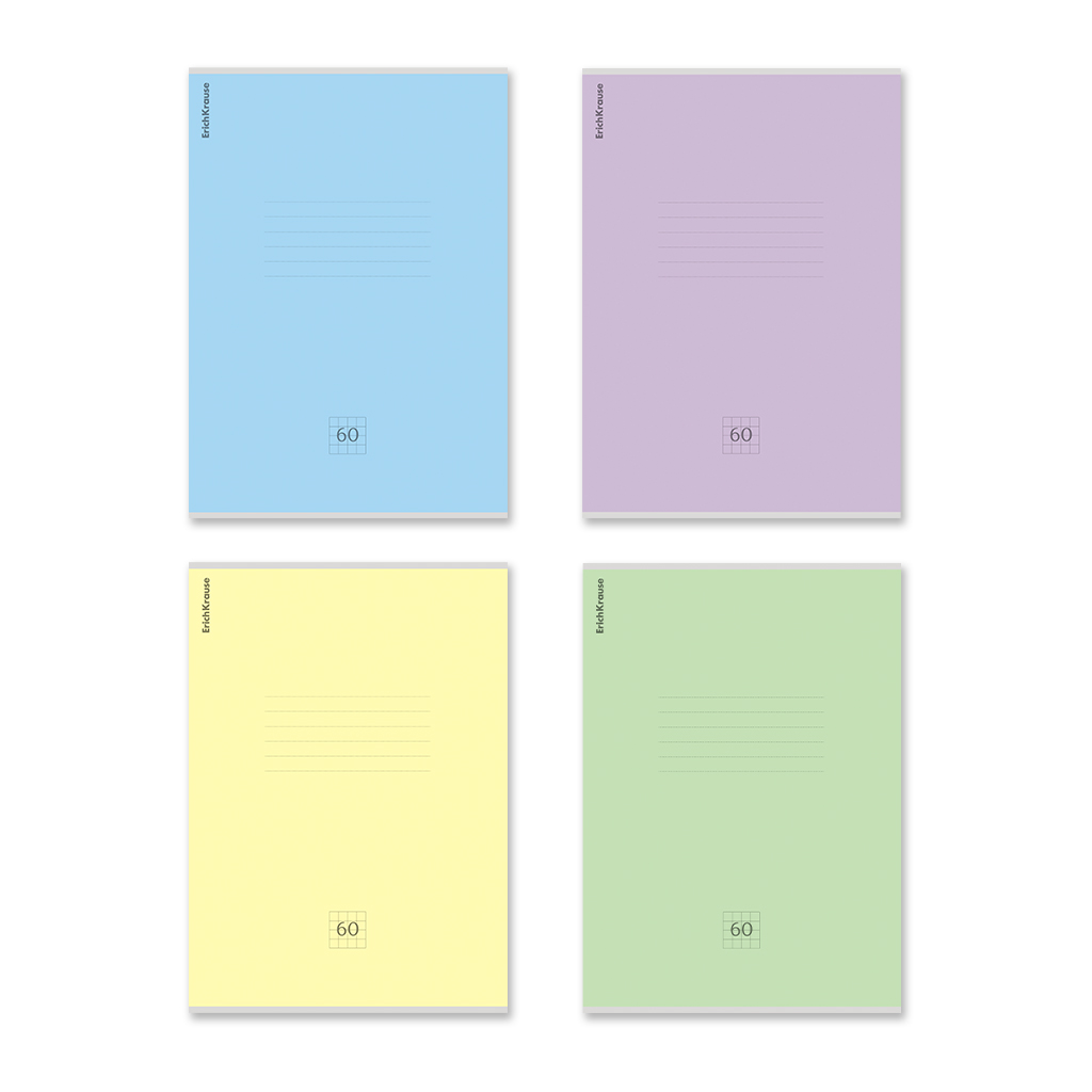 Тетрадь общая ученическая на скобе ErichKrause Классика, B5, 60 листов, ассорти, клетка_MIX-PACK