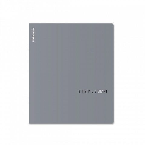 Тетрадь общая ученическая ErichKrause Simple Color, серый, 48 листов, клетка, ламинация soft-touch+выборочный УФ-лак