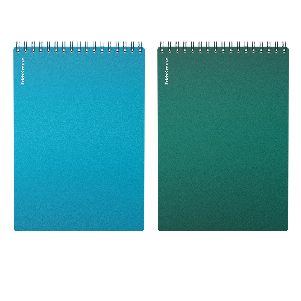 Блокнот с пласт. обл. на спирали ErichKrause Ледяной металл, текстура песок, А5, 80 л., клетка_МИКС