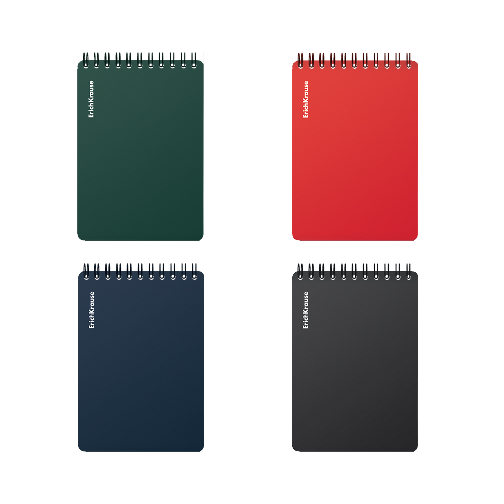 Блокнот с пласт. обл. на спирали ErichKrause Классика, текстура песок, А7, 60 л., клетка_МИКС