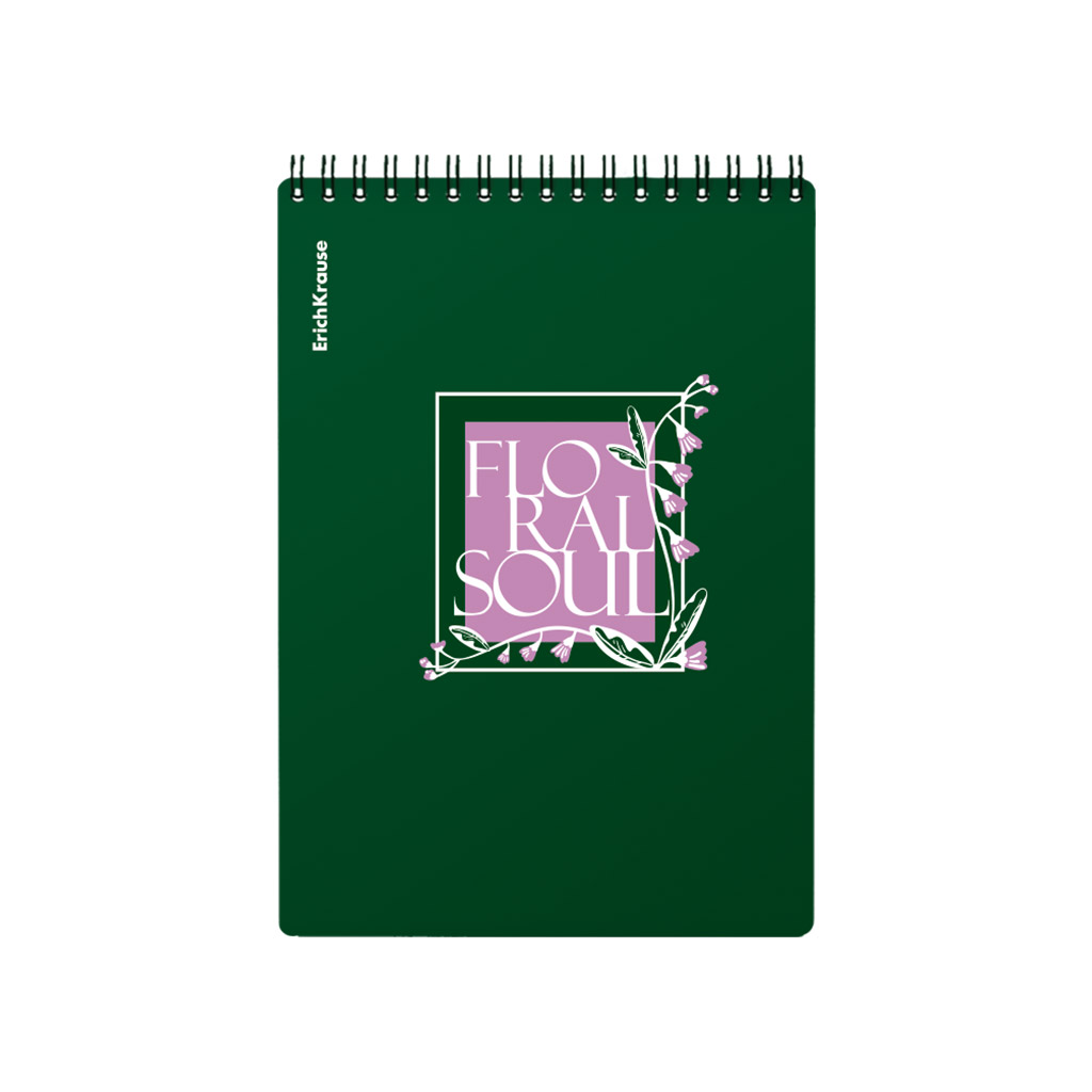 Блокнот с пластиковой обложкой на спирали ErichKrause Floral Soul, А5, 80 листов, клетка