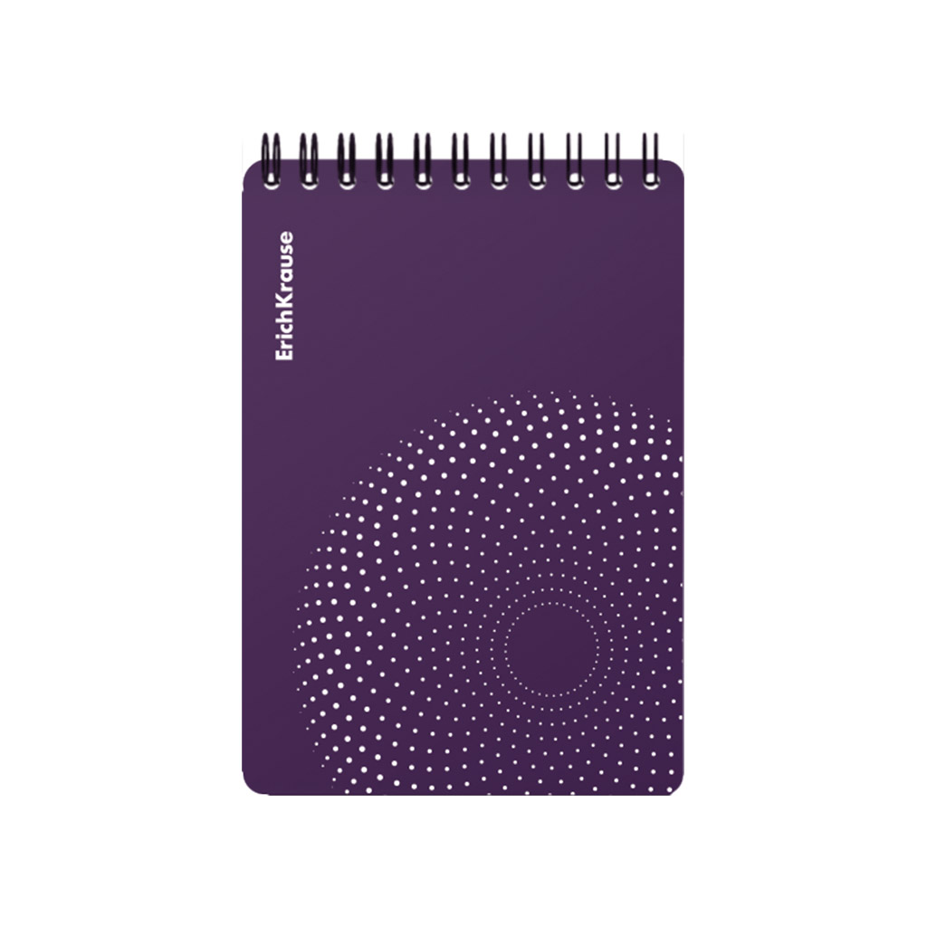Блокнот с пласт. обл. на спирали ErichKrause Марсала, текстура песок, фиолетовый, А6, 80 л., клетка