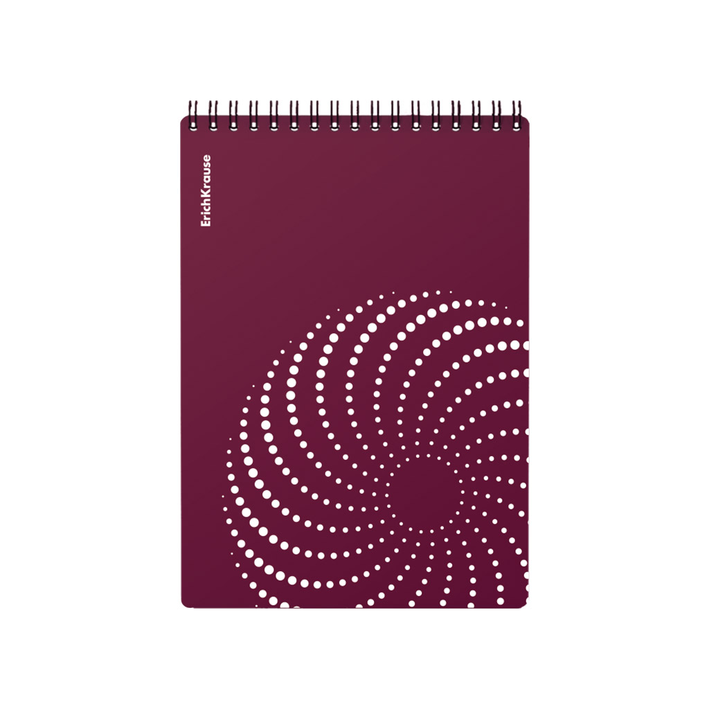 Блокнот с пласт. обл. на спирали ErichKrause Марсала, текстура песок, красный, А5,  80 л., клетка