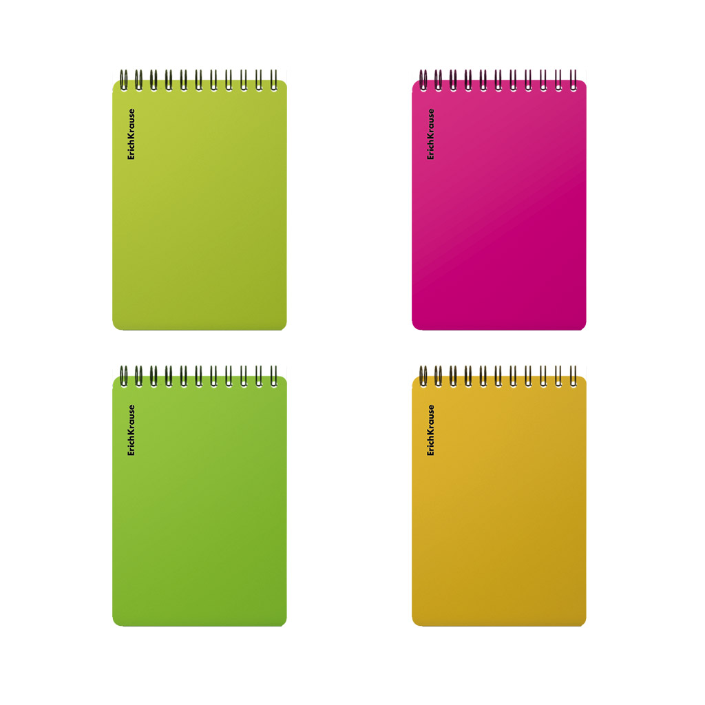 Блокнот с пласт. обл. на спирали ErichKrause Неон, текстура песок, А6, 80 л., клетка_МИКС