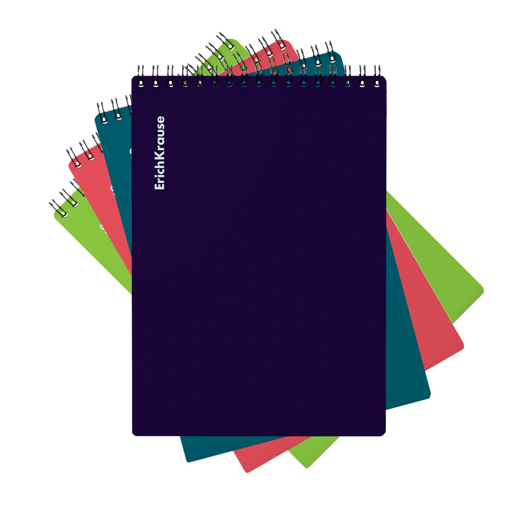 Блокнот с пласт. обл. на спирали ErichKrause Риф, текстура бархат софт-тач, А6, 80 л., клетка_МИКС