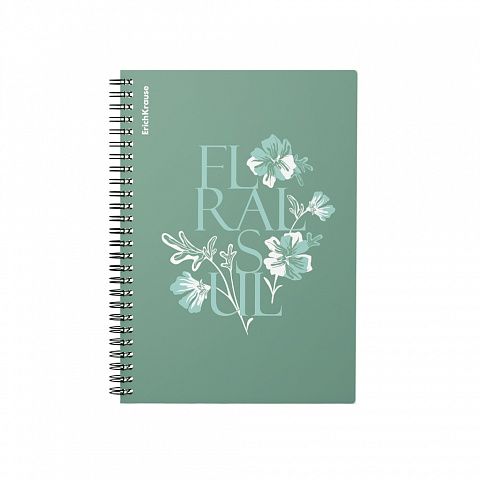 Тетрадь общая с пластиковой обложкой на спирали ErichKrause Floral Soul, А5, 80 листов, клетка