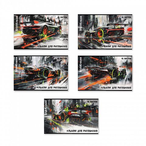 Альбом для рисования на скобе ErichKrause Adrenaline Speed, А4, 40 листов_MIX-PACK