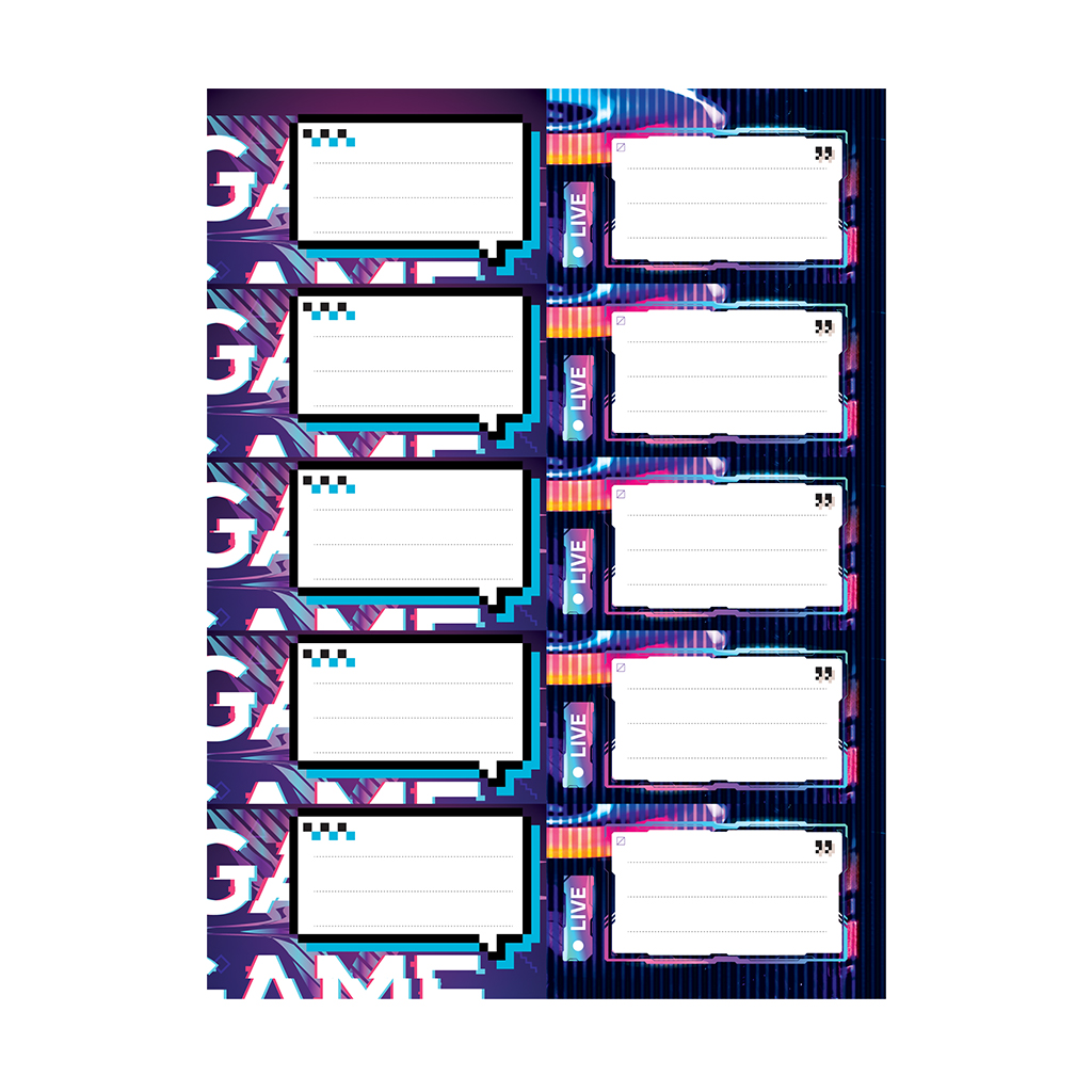 Наклейки на тетрадь ErichKrause Cyber Game, 3 листа, в пакете с европодвесом