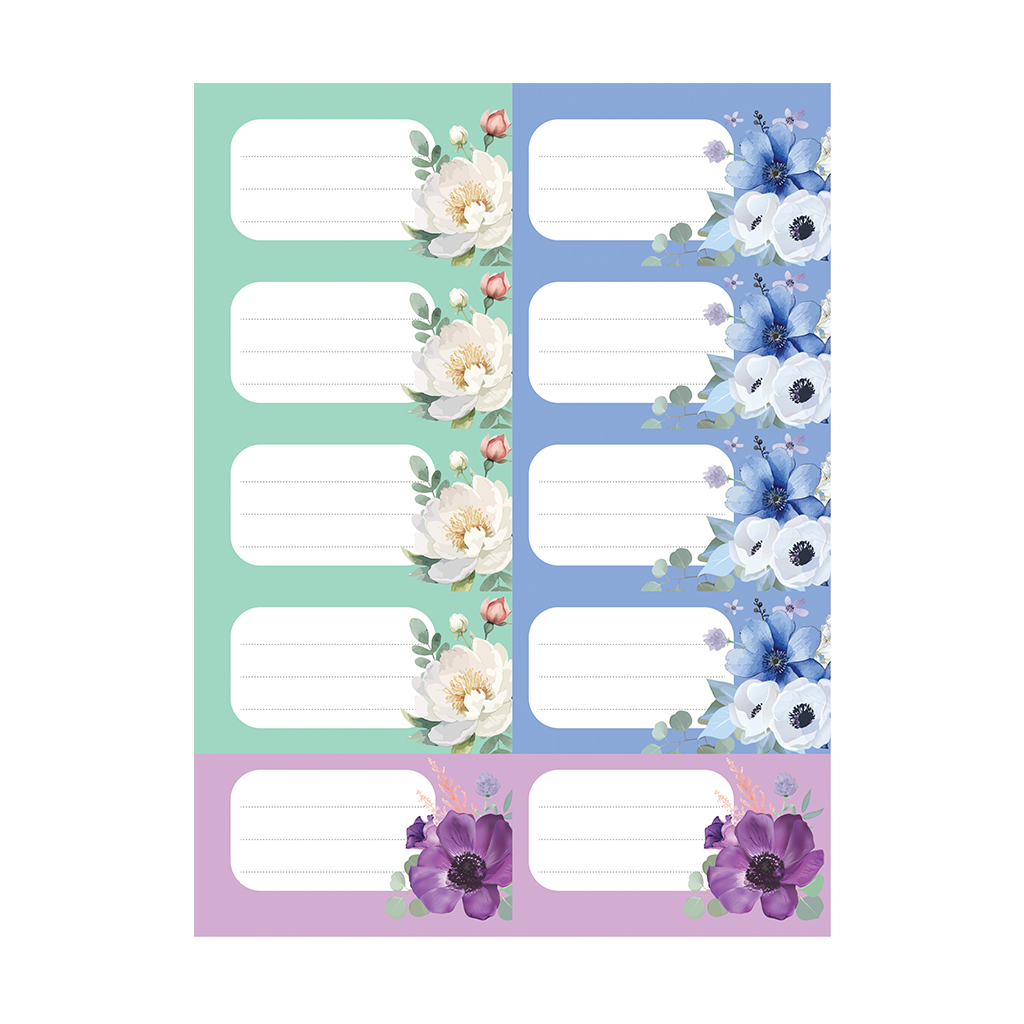 Наклейки на тетрадь ErichKrause Pastel Bloom, 3 листа, в пакете с европодвесом