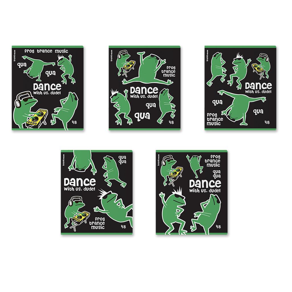 Тетрадь А5 48л кл. Erich Krause  "DJ Frog ", пластик, MIX-PACK