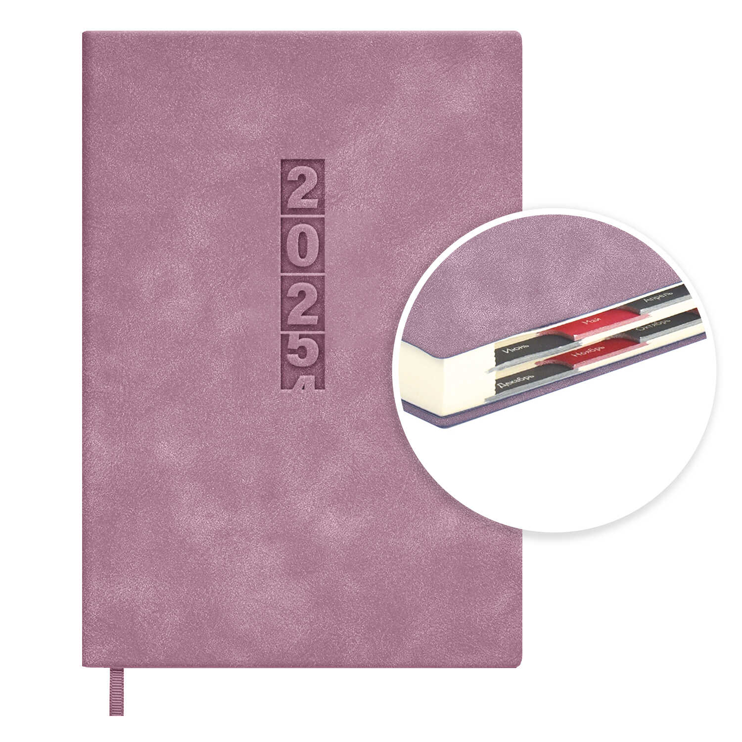 Ежедневник дат. 2025г, А5 176л., кож.зам., мягк.пер. "Тиволи глосс сиреневый" тисн., ляссе