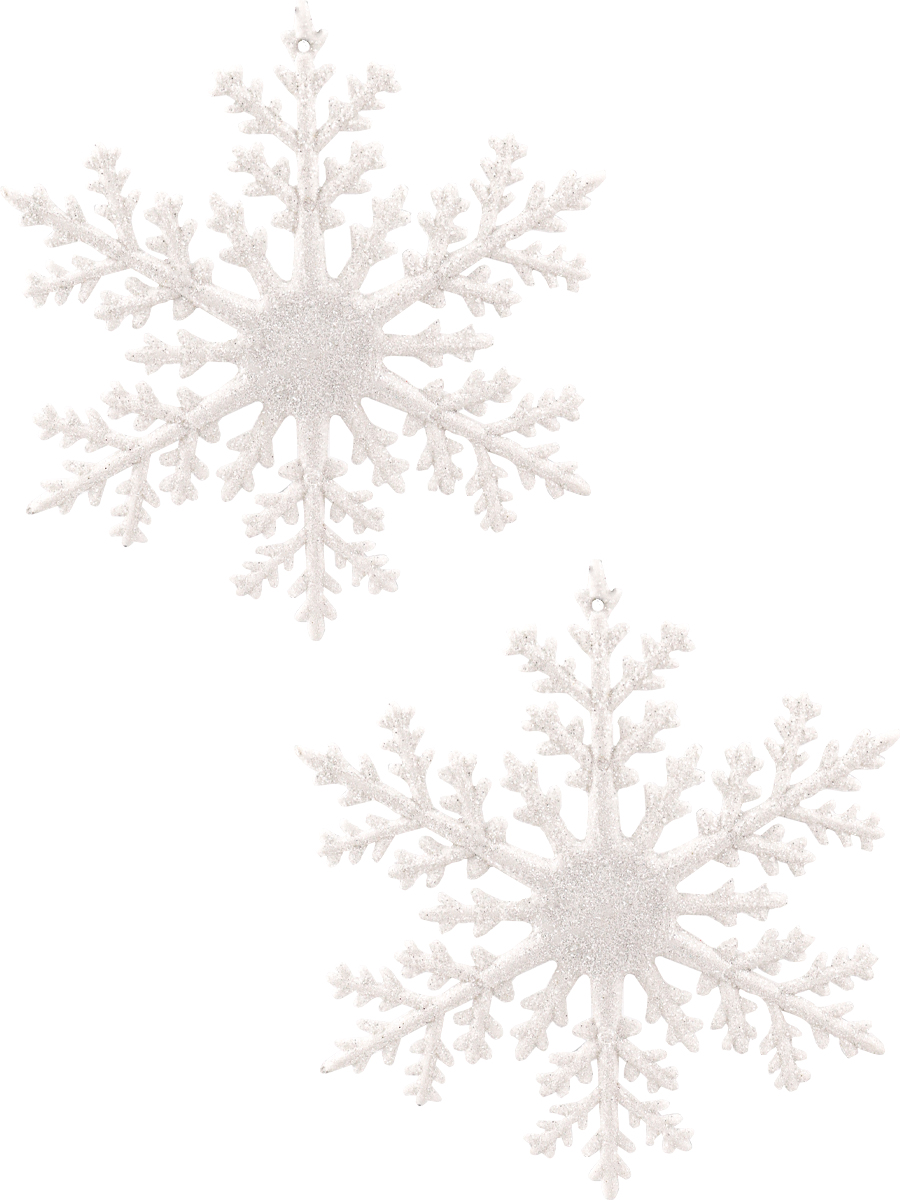 Набор подвесных украшений "Блестящие снежинки" 15см, 2 шт, пластик