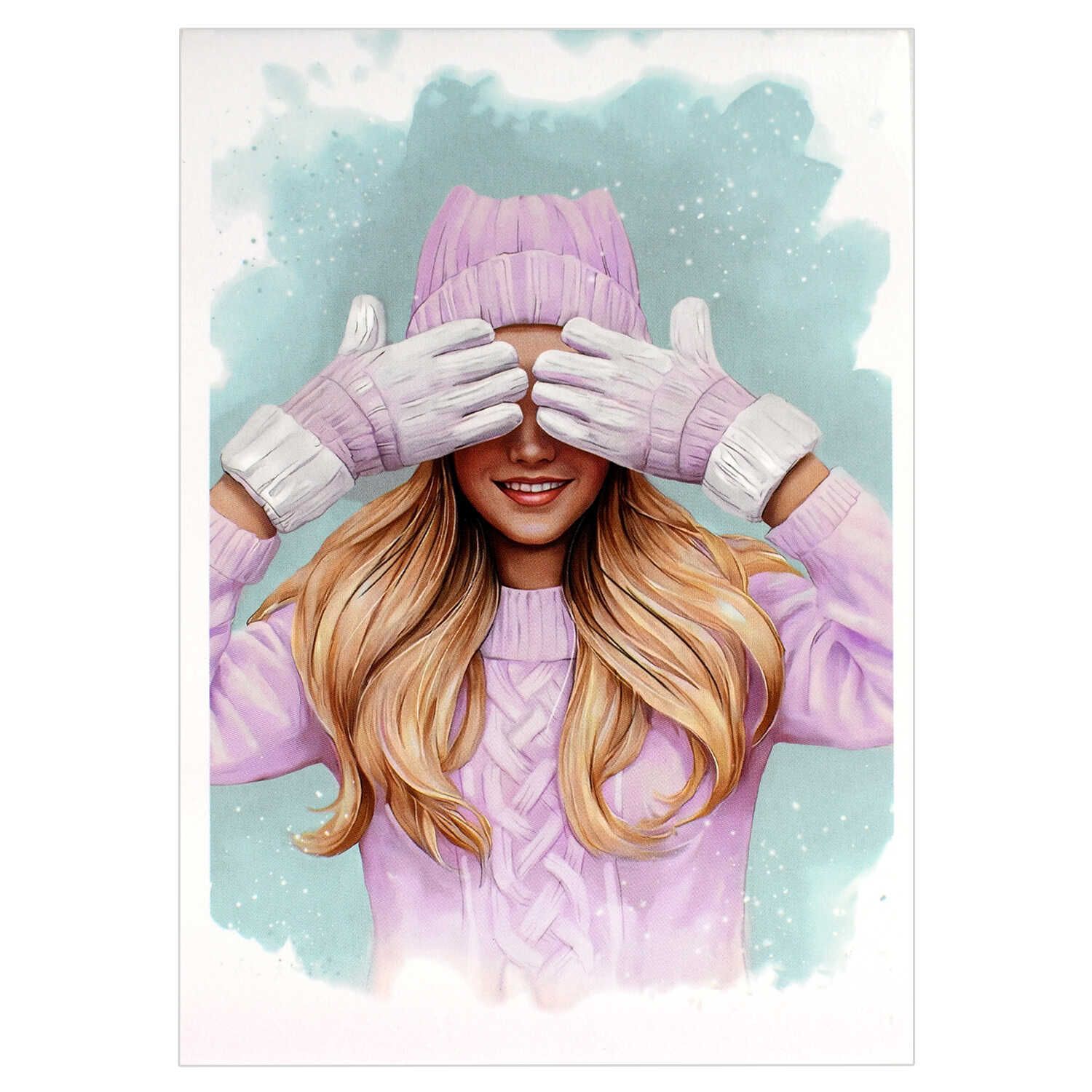 Блокнот А6  40л скоба "Девушка в варежках" кл.