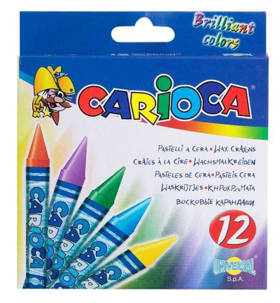 Мелки восковые CARIOCA 12 цв. карт.упак, европодвес