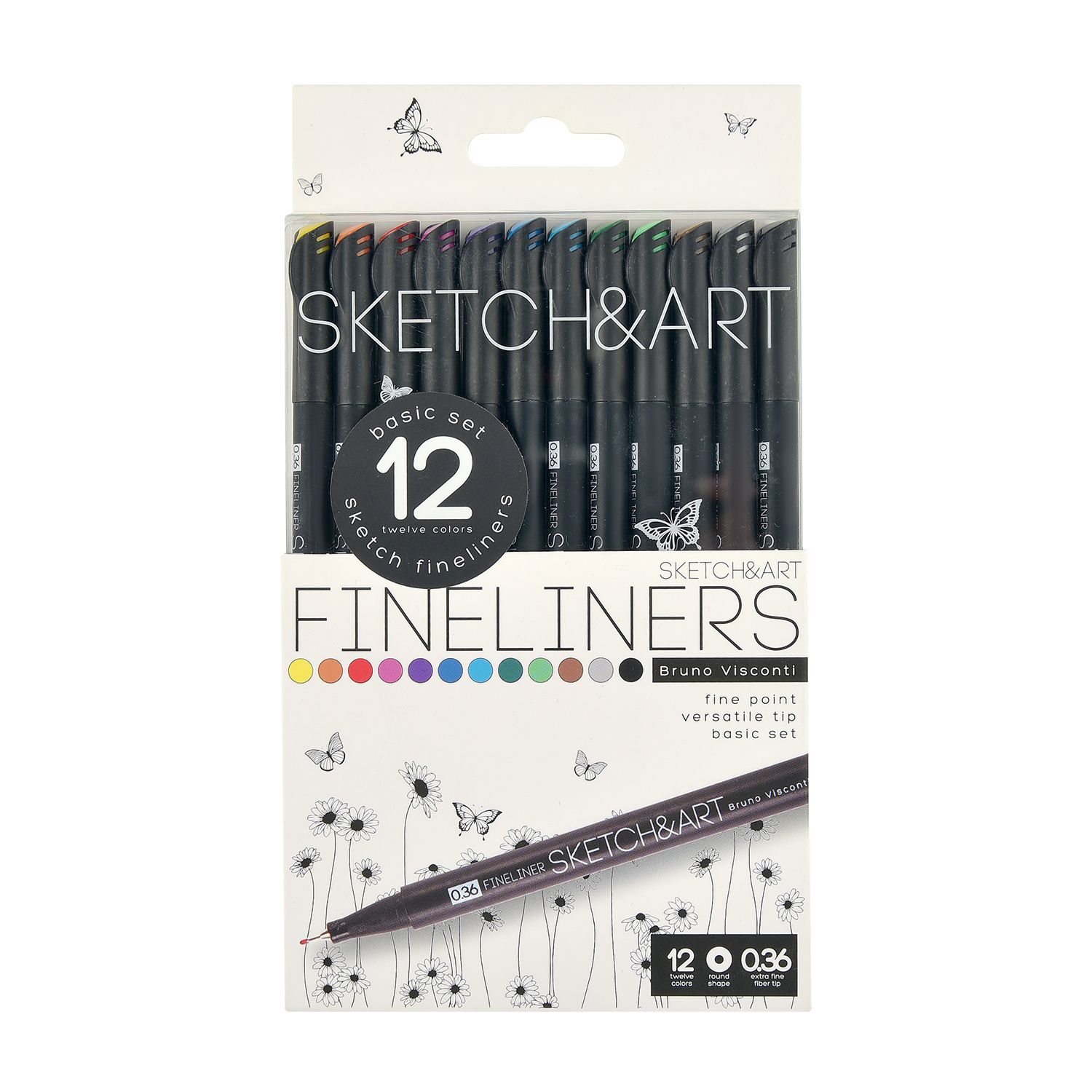 Набор линеров  12цв. "BV. Sketch and Art. Black Edition" 0,36мм