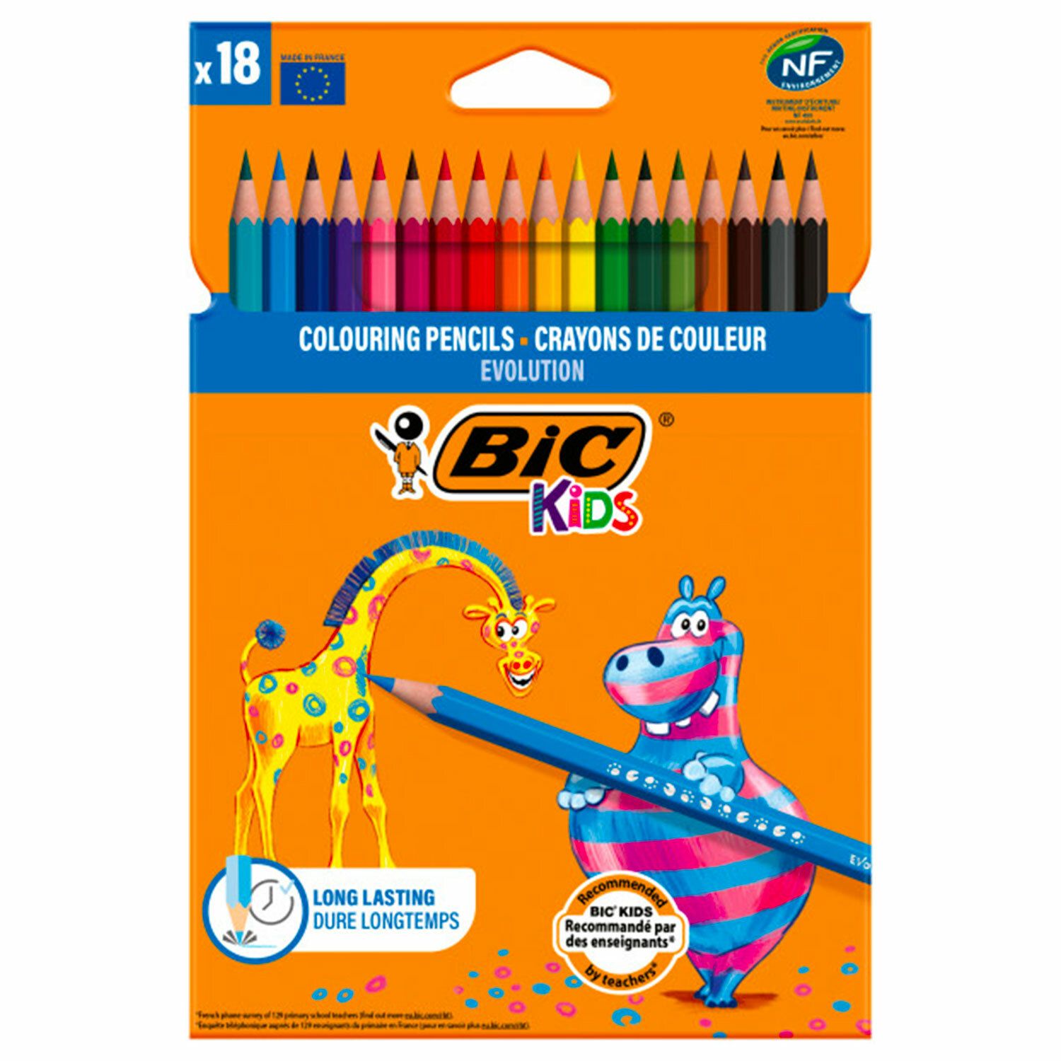 Карандаши цвет. 18цв  BIC Kids Tropicolors пластиковые