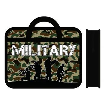Папка А4 (330*260*75) с ручками, молния, пластик "Military"