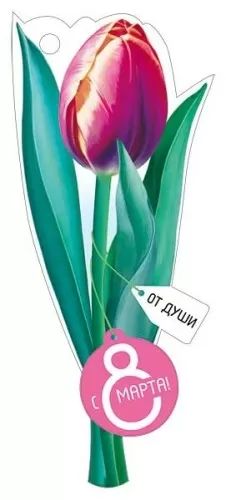 Открытка фигурная 11*5см "8 Марта"