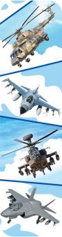 Закладка картонная 45*166мм "Военная техника" блёстки