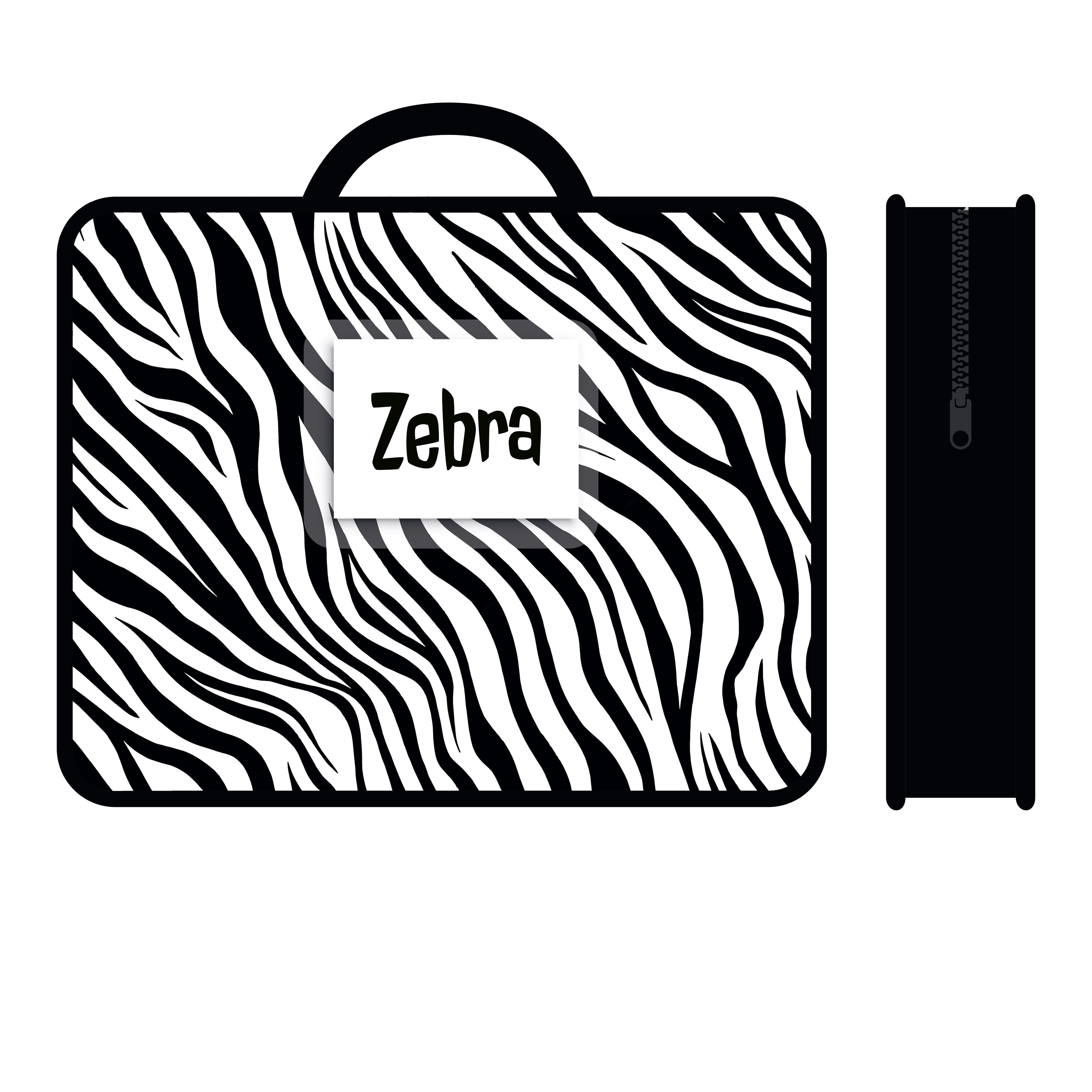 Папка А4 (330*260*75) с ручками, молния, пластик "Zebra"