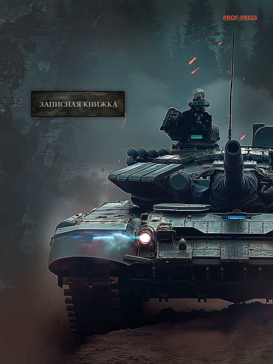 Блокнот А5 7БЦ  80л "Танк - 4" без лин., глянц.лам., лен