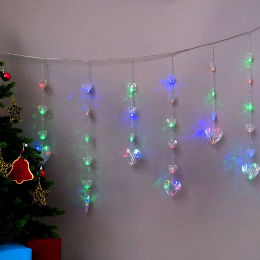Гирлянда электрическая Бахрома 3*1м 126LED Сердечки, 220В