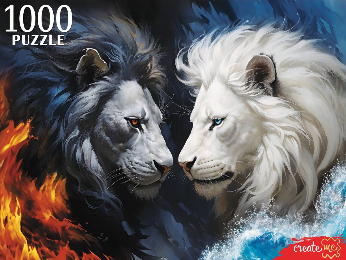 Пазлы 1000 элементов  670*470мм. "Черный и белый лев"