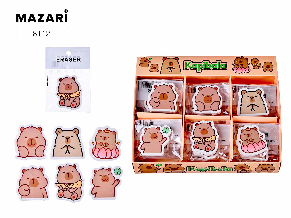Ластик MAZARI "Капибара" 3,5*4см, фигурн., 6 диз.