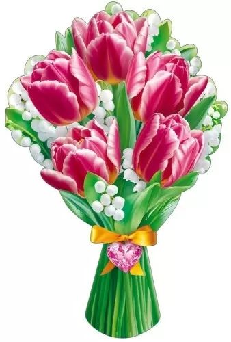 Украшение на скотче 20*18см  "Тюльпаны и ландыши"