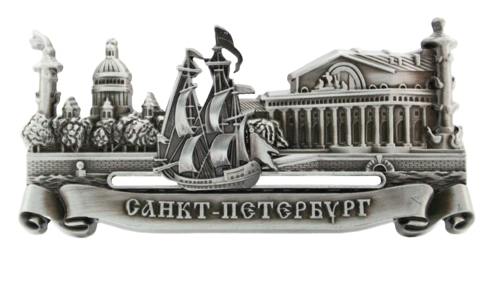 Магнит сувенирный СПБ Стрелка В.О., металл, двигающаяся фигурка, олово