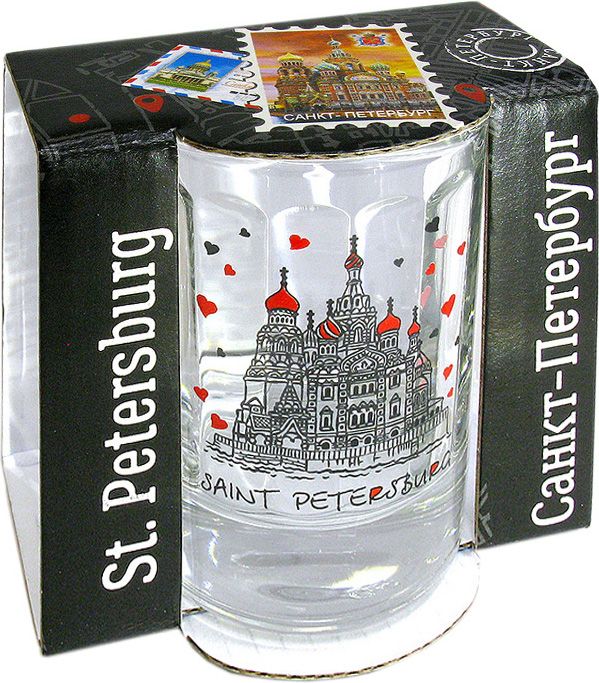 Стопка "СПб. Спас, сердечки" стекло